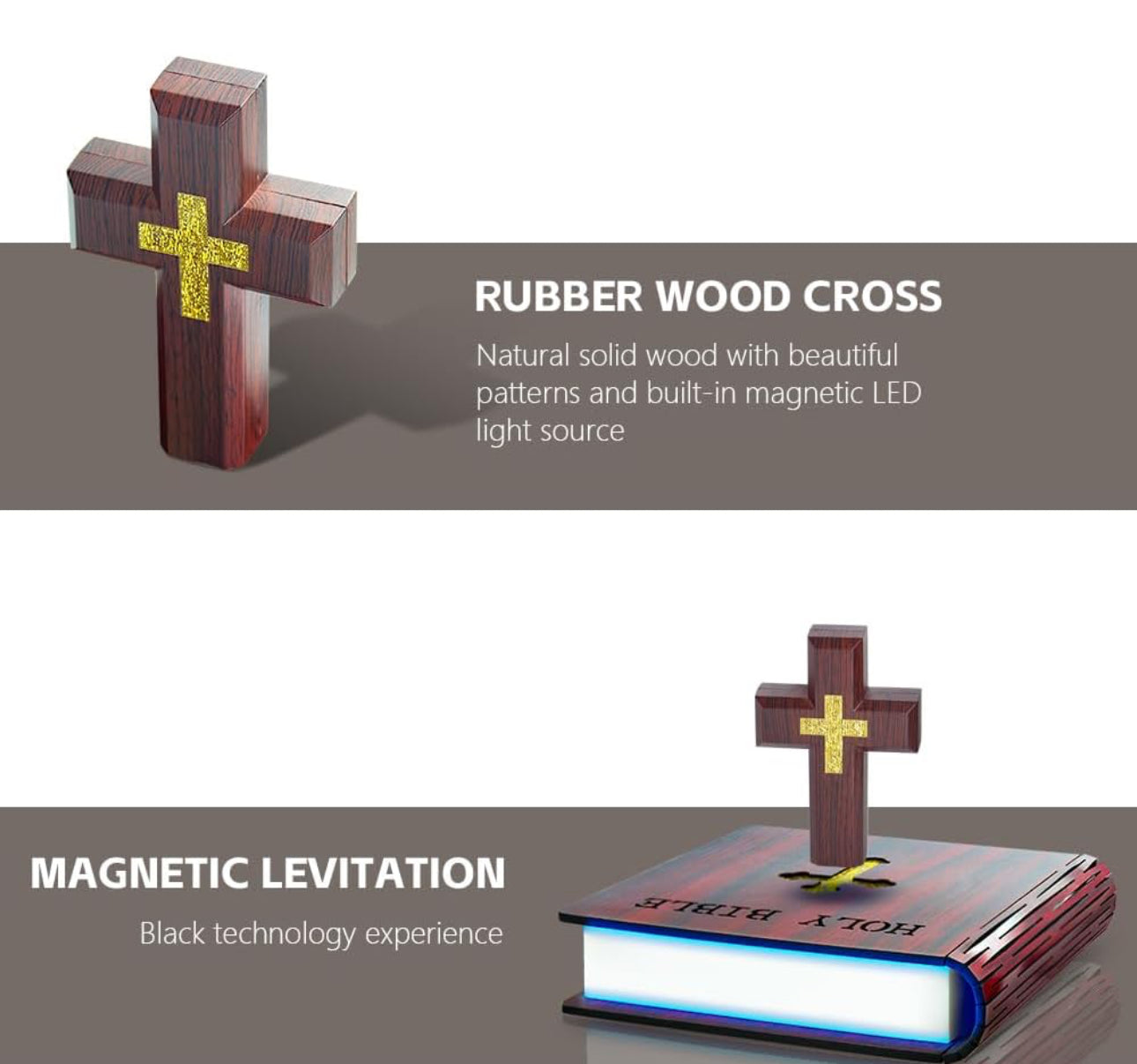 Magnetic Levitating / Floating Cross on Holy Bible