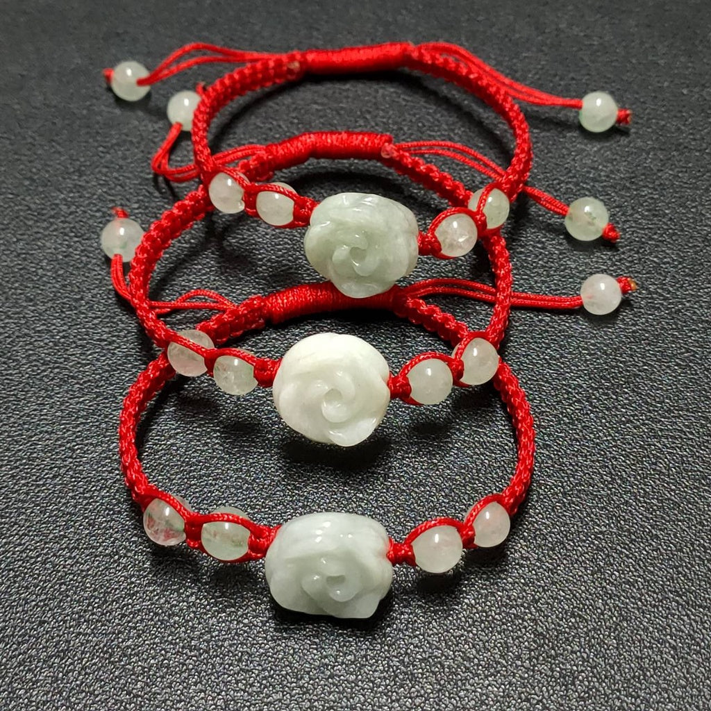 Natural Hetian Jade Chinese Lucky Red String Adjustable Bracelet