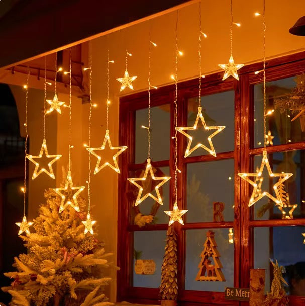 Decorative LED Curtain String Lights – Stars Design | RGB & Warm Yellow