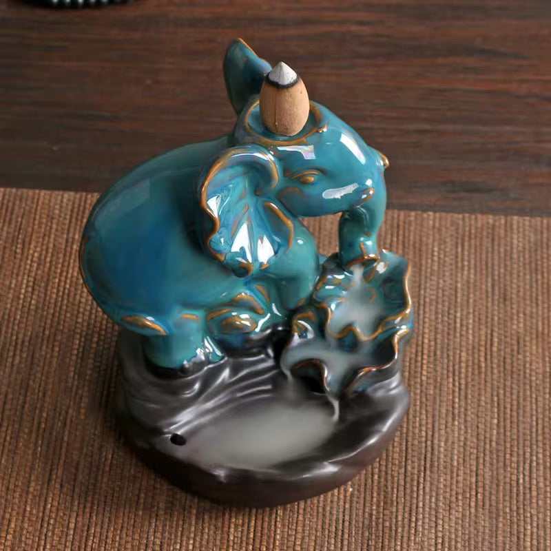 Elephant Designed Back-Flow Incense Holder