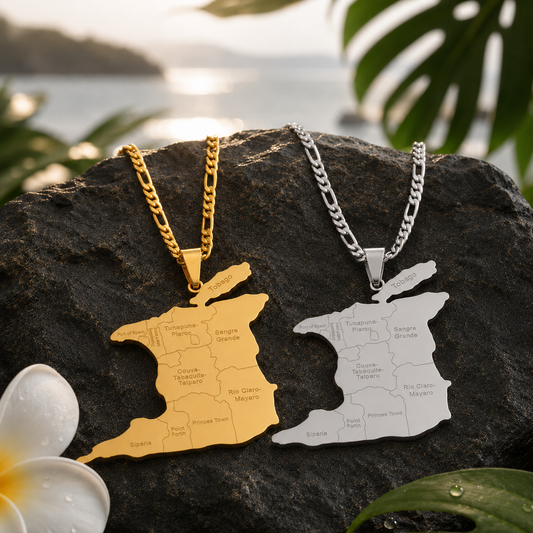 Stainless Steel Trinidad and Tobago Map Necklace