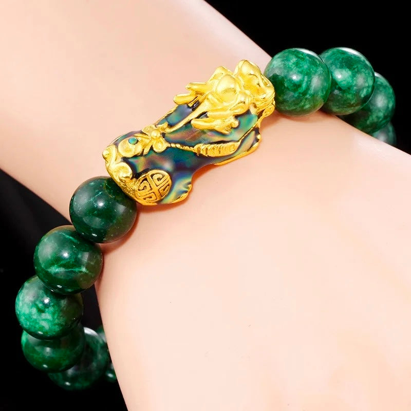 Green Jasper Wealth Pixiu Bracelet