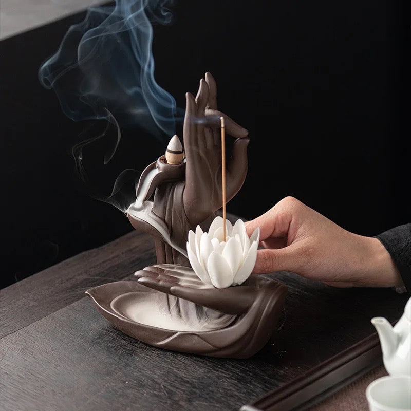 Buddha Vitarka Incense Holder + 10 Free Back-flow Incense