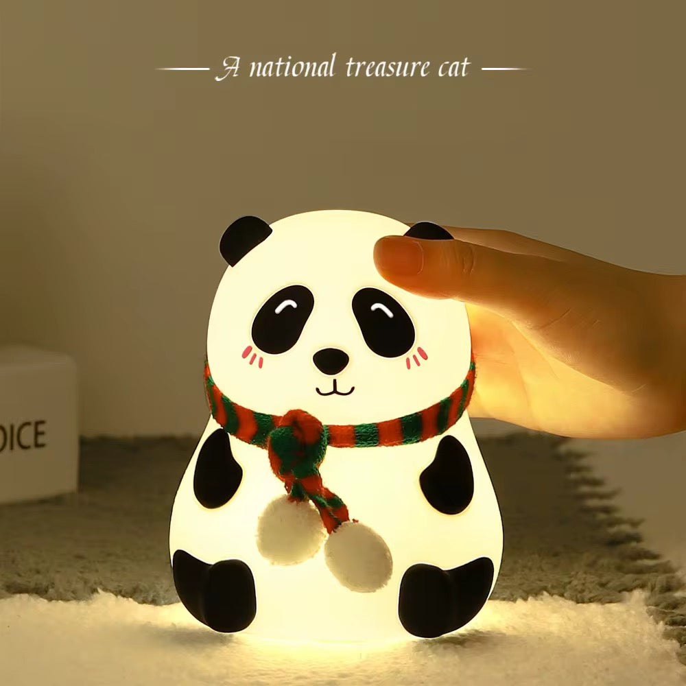 Adorable Squishy Silicone Animal Night Light (Panda with Scarf)