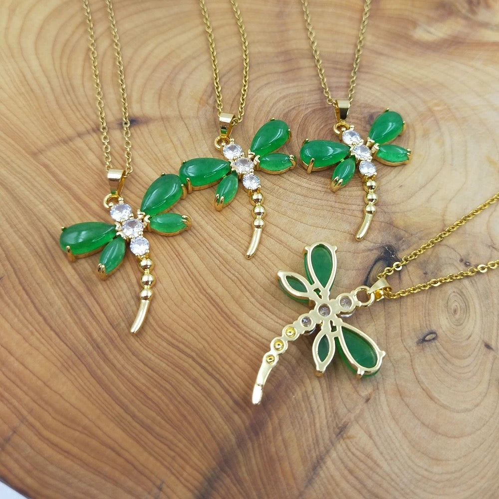 Natural Dragon Fly Jade Necklace