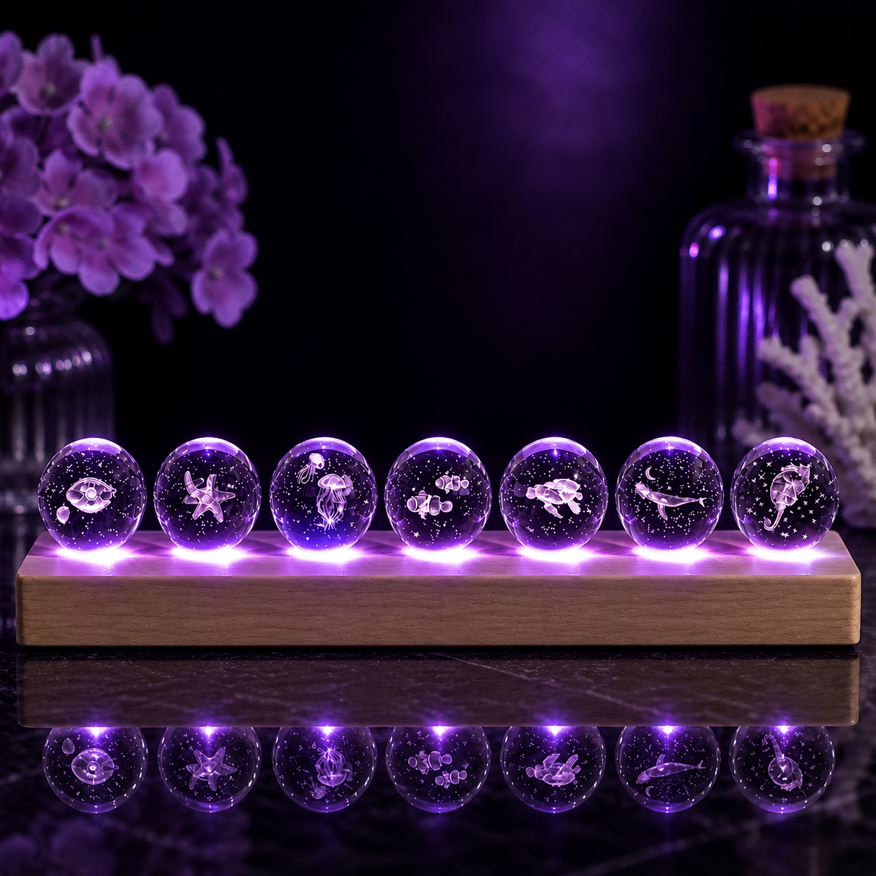 7 Animal Ocean Aura Crystal Sphere RGB Lamp