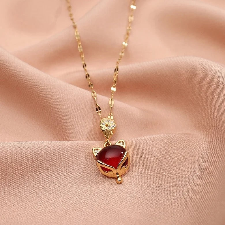 Stainless Steel Ruby Necklace