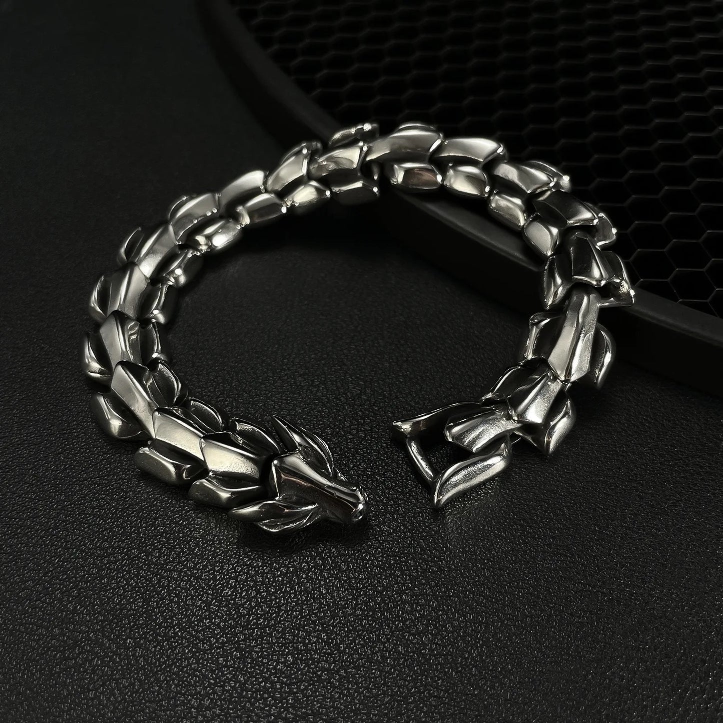 Luxurious Stainless Steel Cuban Dragon Bracelet (15mm Width)