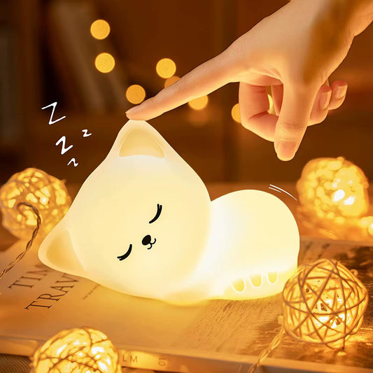 Adorable Squishy Silicone Animal Night Light (Cat)