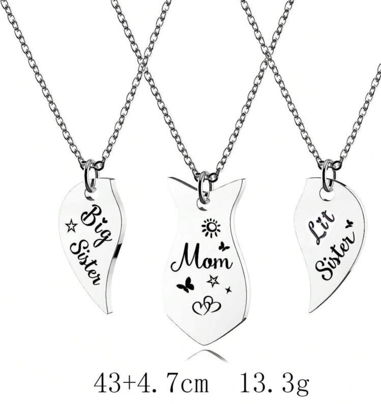 Stainless Steel Daughters and Mom Necklace 3pc