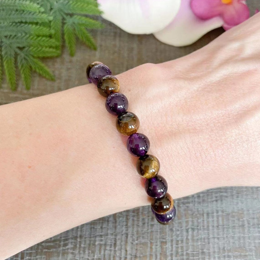 Tiger Eye + Amethyst Protection & Healing Bracelet