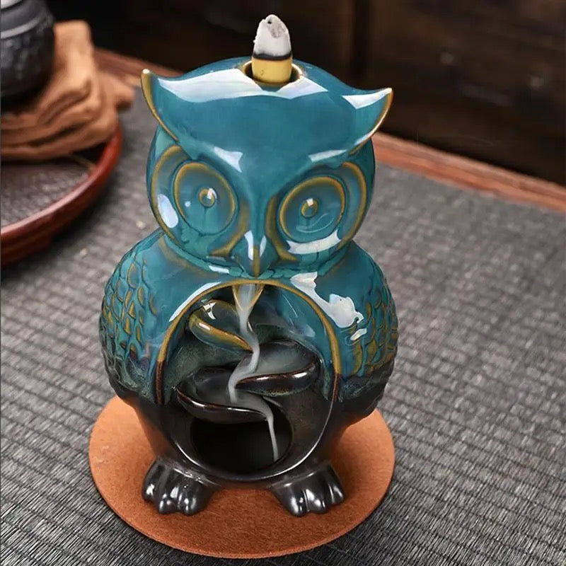 Owl Incense Holder +10 Free Back-Flow Incense