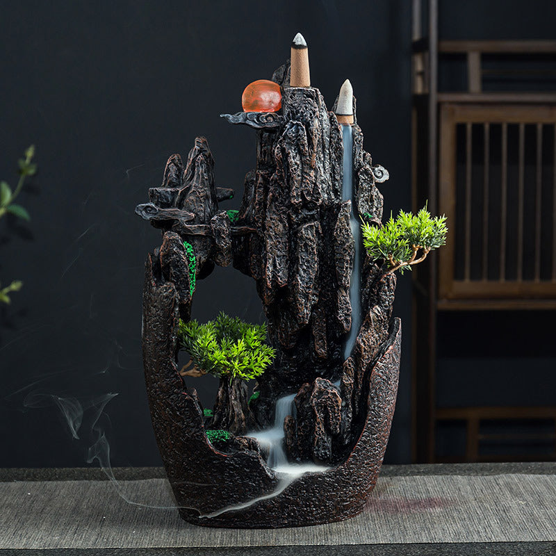 Double Sided Mountain Back-Flow Incense Holder + 10 Free Incense Cones