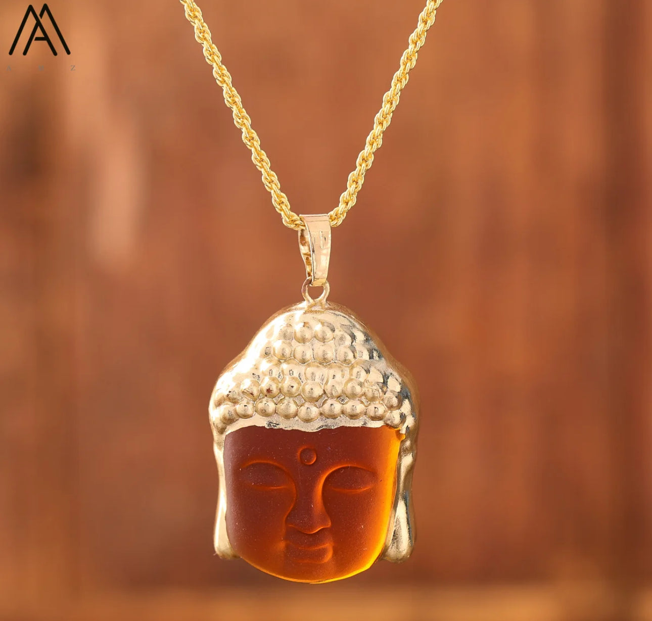 Buddha Head Natural Stone Crystal Necklace