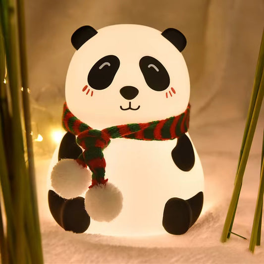 Adorable Squishy Silicone Animal Night Light (Panda with Scarf)