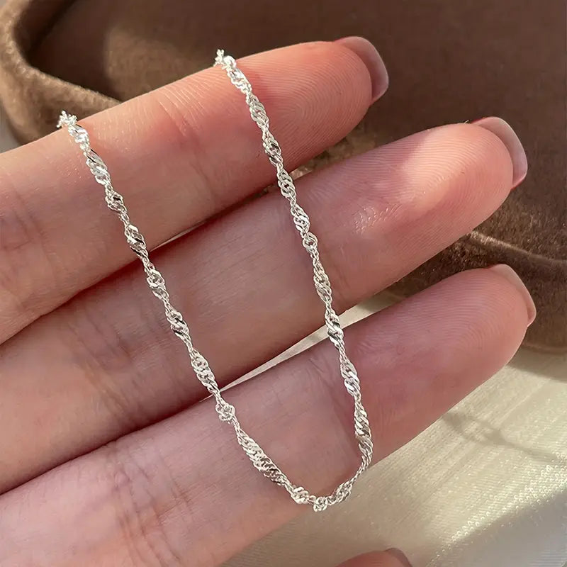 High Quality Stainless Steel Dainty Water Wave Chain (50cm Length)