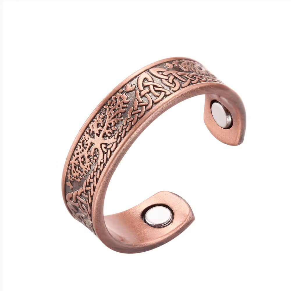 Adjustable Ultra Strength Pure Copper Magnetic Ring (99.99% Copper) Tree of Life Design