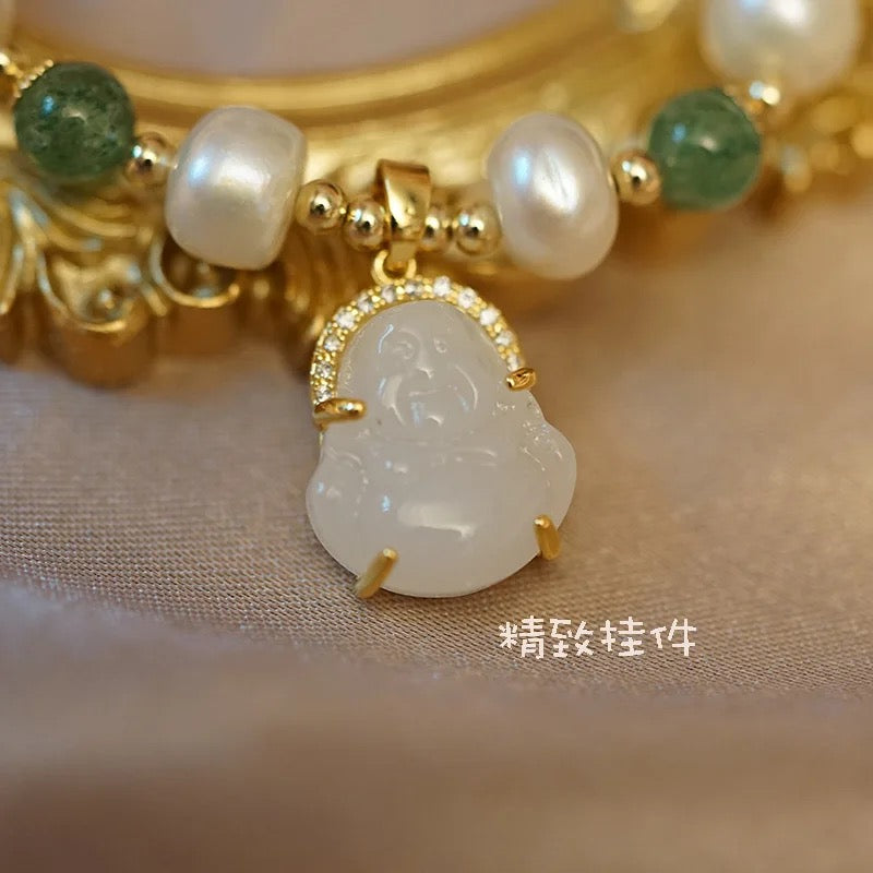 Chinese Style Fresh Water Pearl Lucky Jade Bracelets