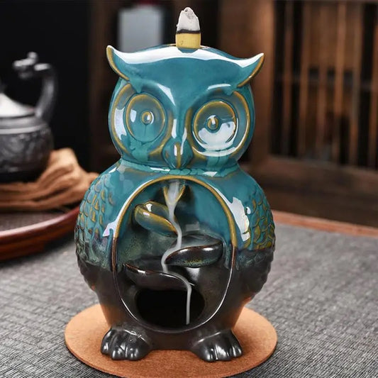 Owl Incense Holder +10 Free Back-Flow Incense