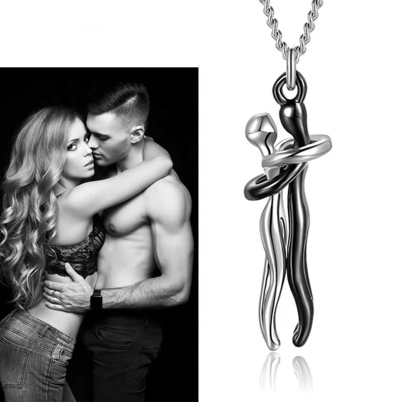 Stainless Steel Love Hug Distance Necklace