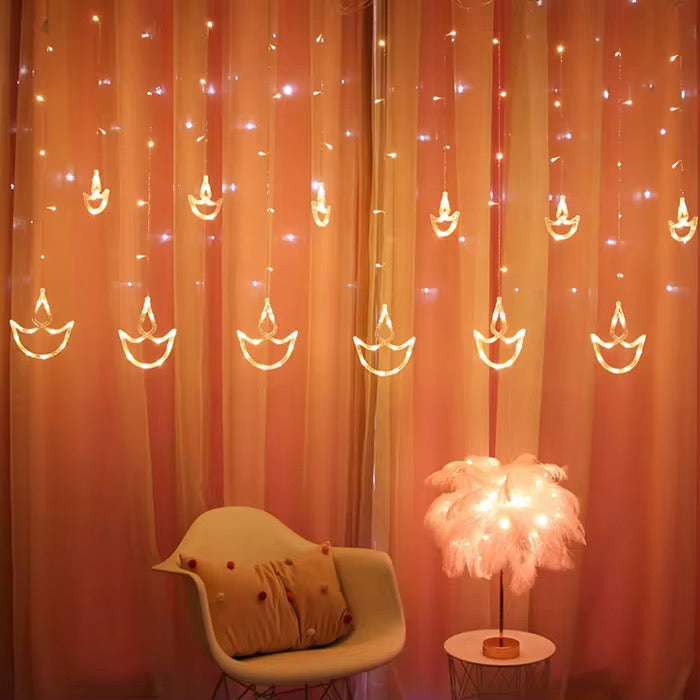 Hindu Deya Curtain LED String Lights