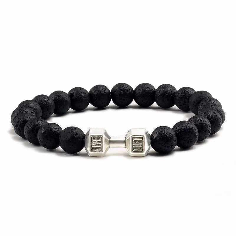 Natural Lava Rock Dumbbell Bracelets (8mm)