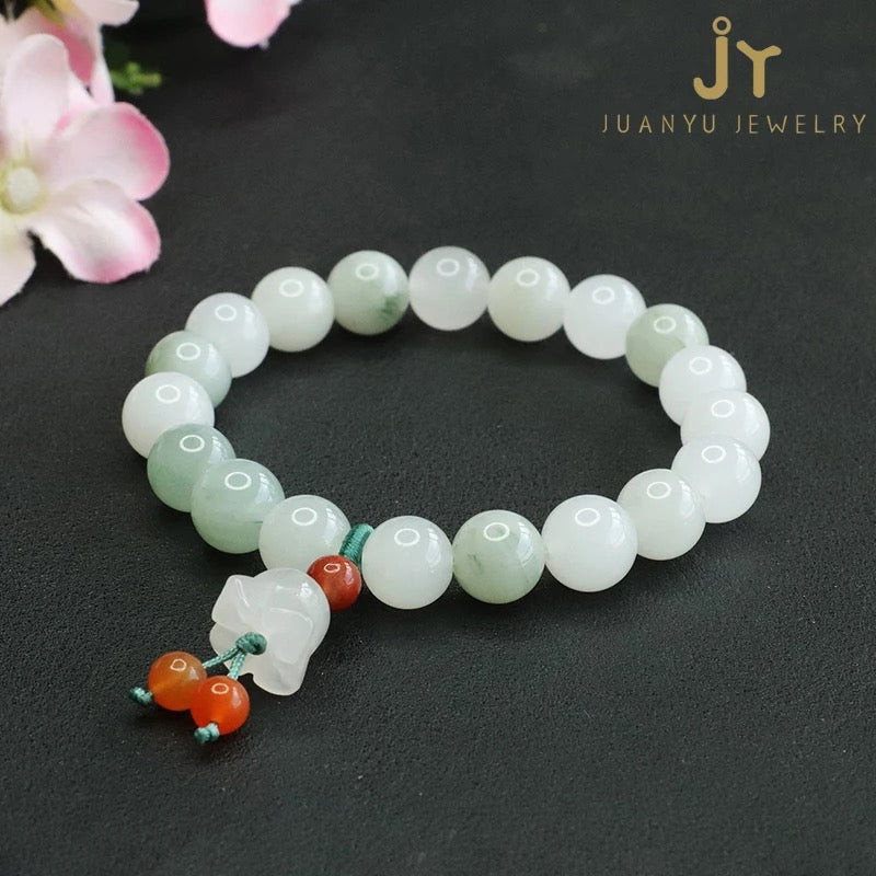 Natural Myanmar Jade Lucky Charm Bracelet (10mm)