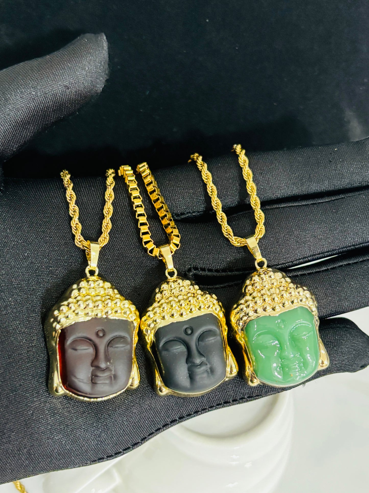 Buddha Head Natural Stone Crystal Necklace