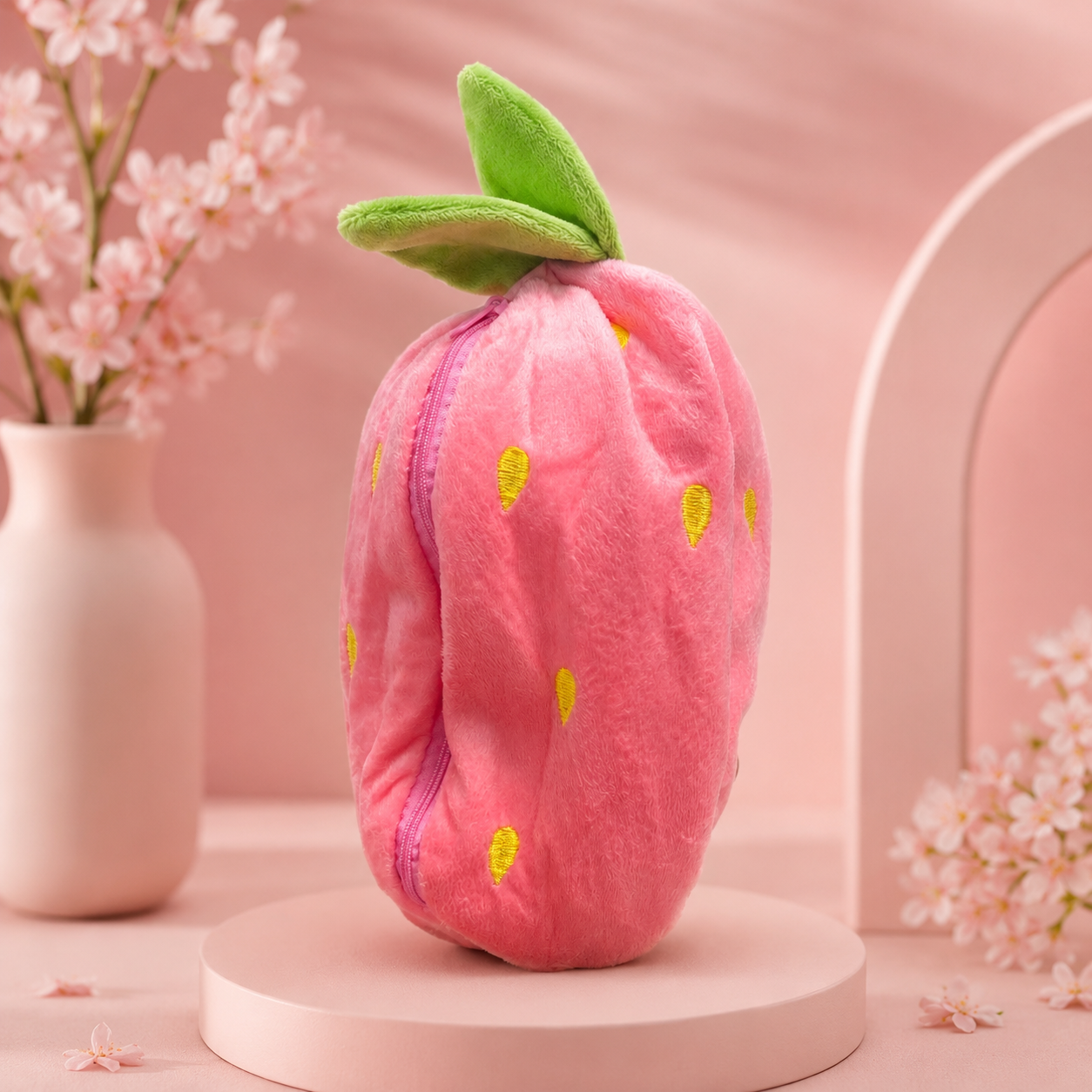 Strawberry Bunny Breathing Plush with Soothing Baby Music