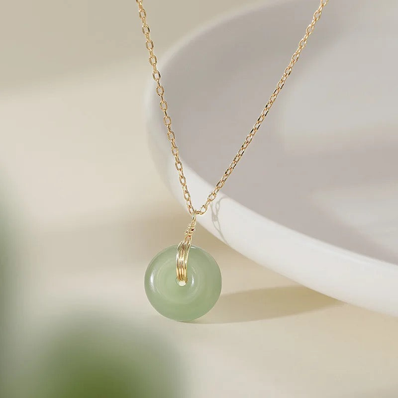 Dainty Jade Donut Necklace