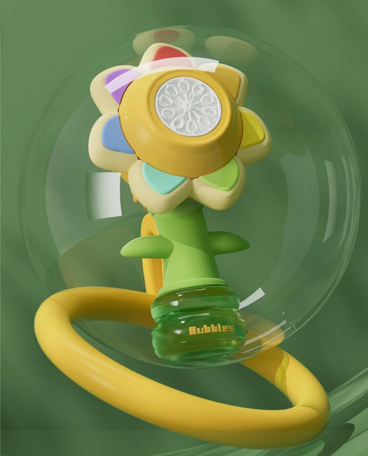 Electric Seven Color Dancing Flower Shaking Head Rotating Automatic Bubble Machine