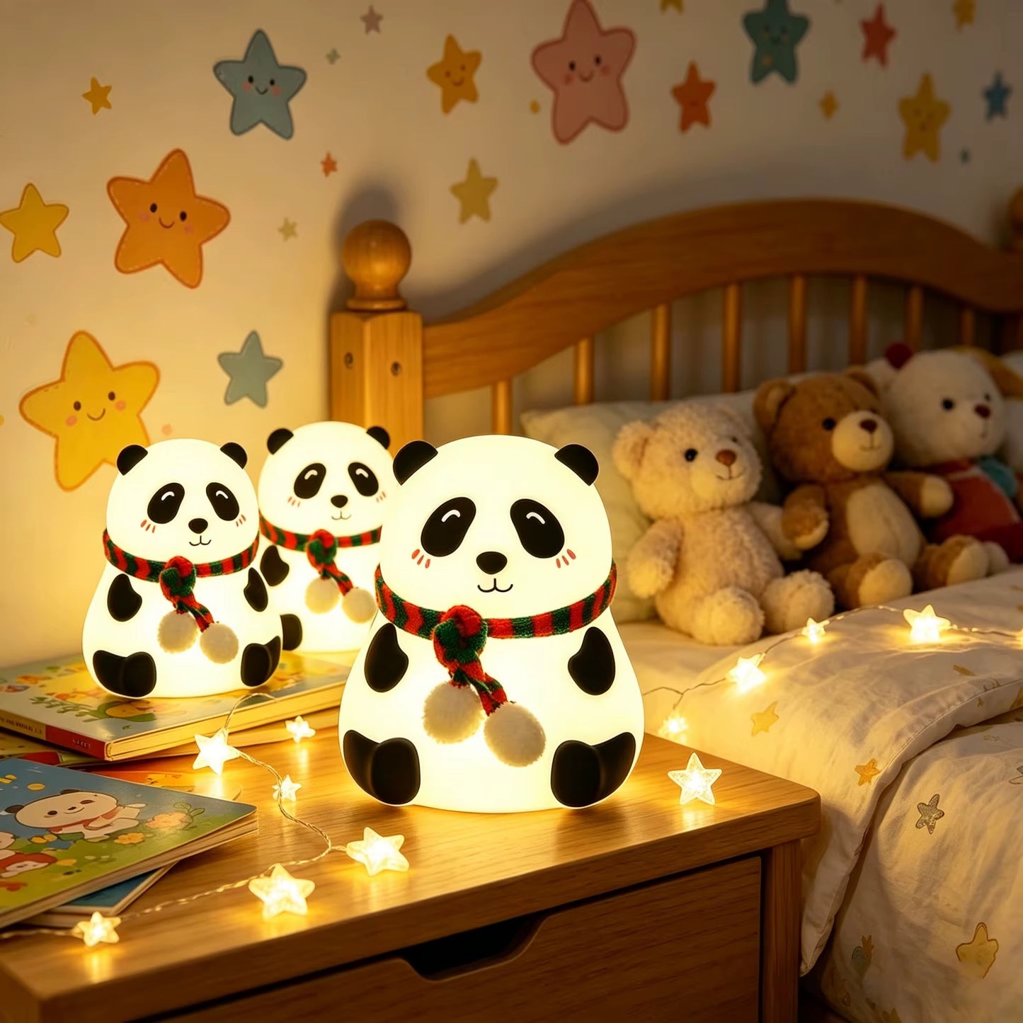 Adorable Squishy Silicone Animal Night Light (Panda with Scarf)