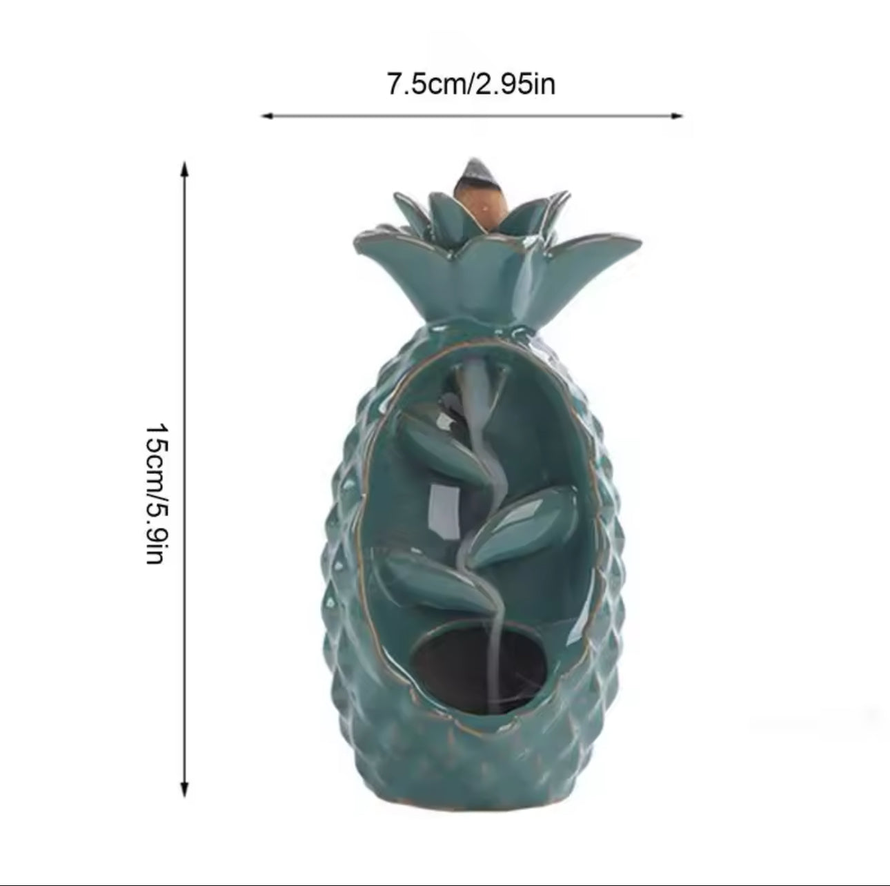 Mini Pineapple Back-flow Incense Holder + 10 Free Incense Cones.