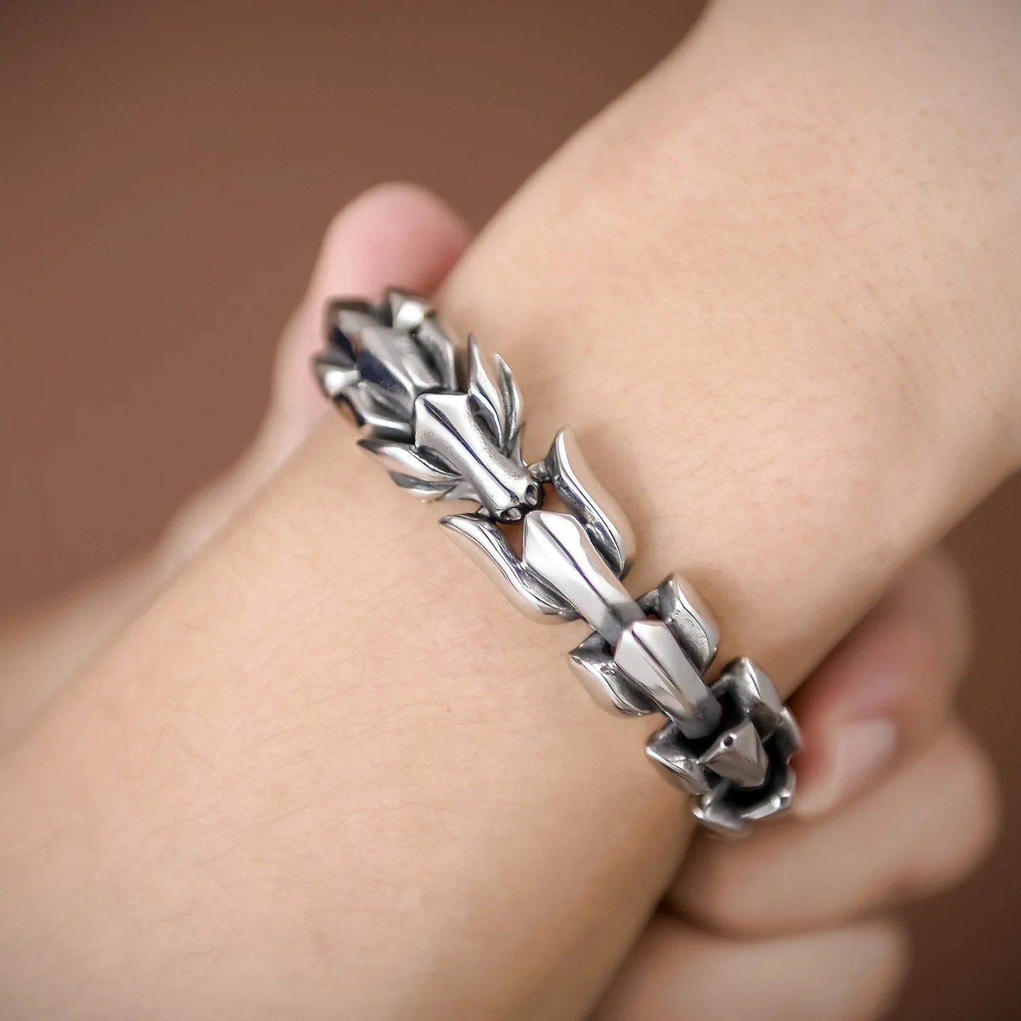 Luxurious Stainless Steel Cuban Dragon Bracelet (15mm Width)