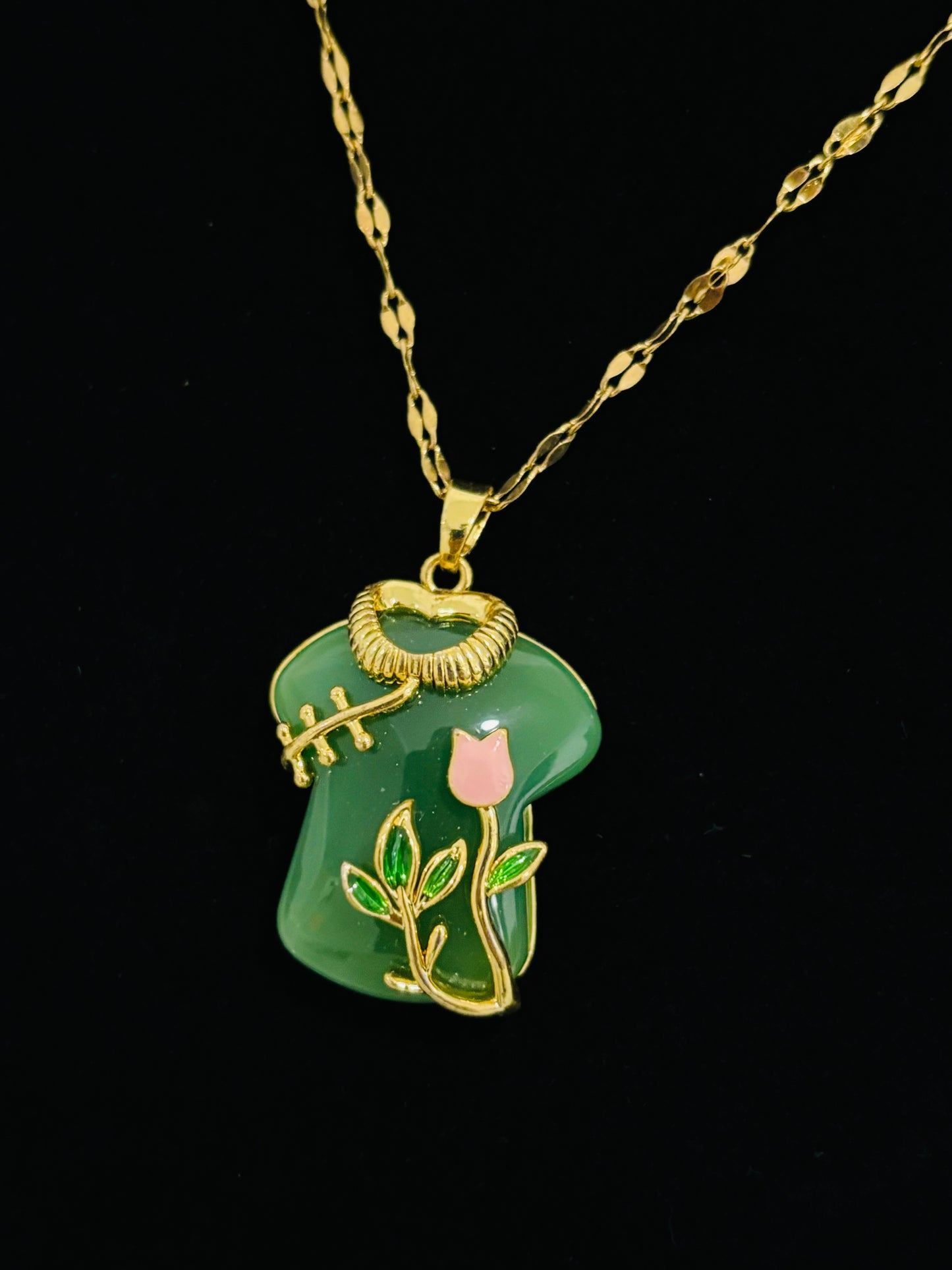 Cute Gipao Gown Jade Necklace