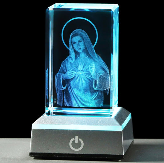 K9 Glass Crystal 3D Laser Engraved Virgin Mary Lamp