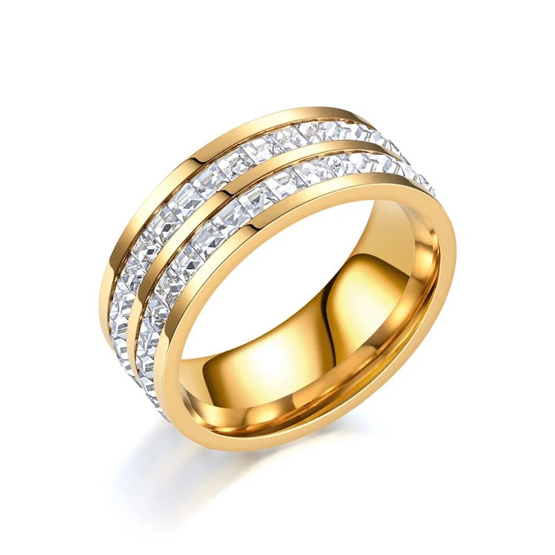 Stainless Steel 2 Layer Zircon Ring