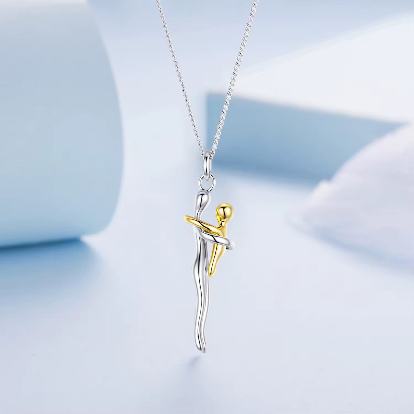 Stainless Steel Mother & Child Unity Love Hug Necklace