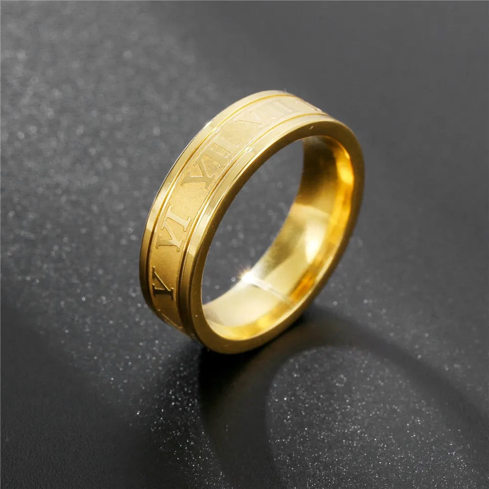 Stainless Steel Roman Numeric Ring