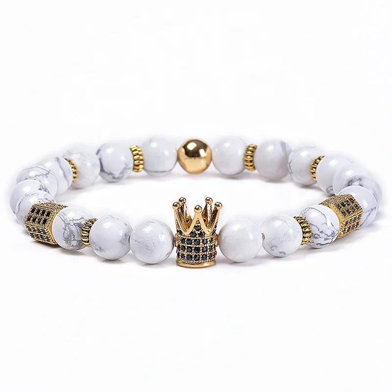 Natural Stone Royal Roman Crown Bracelets (8MM)