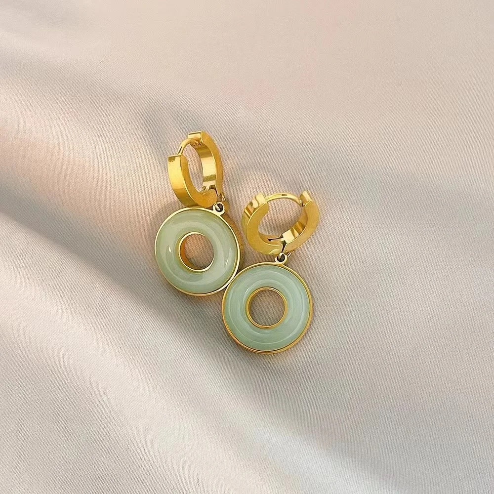 Stainless Steel Jade Earrings