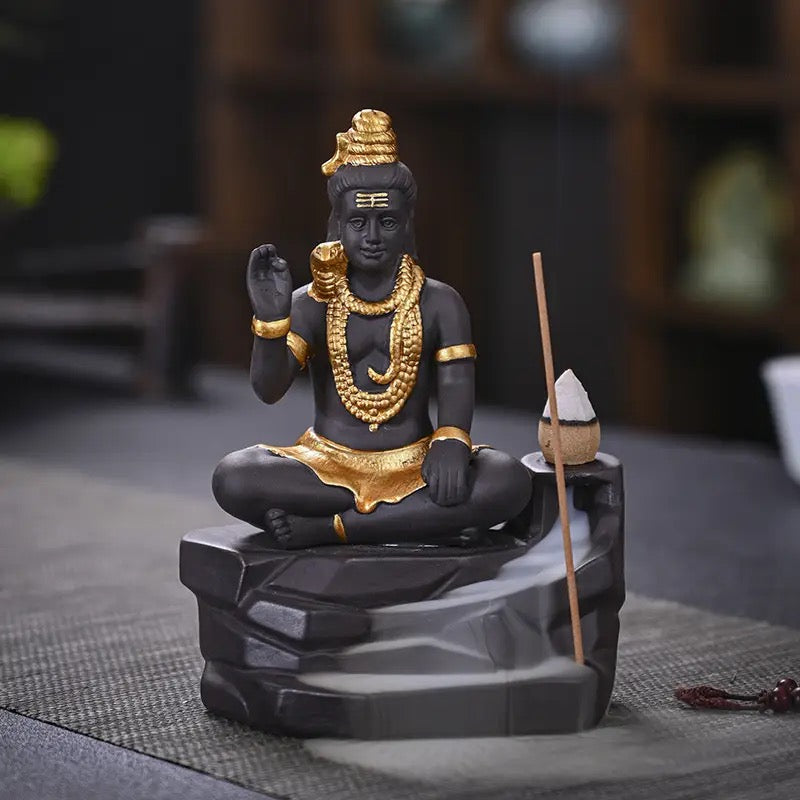 Lord Shiva Incense Holder + 10 Free Back-Flow Incense Cones