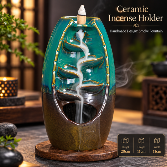 Ceramic Back-flow Incense Holder + 10 Free Incense Cones