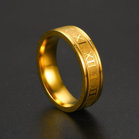 Stainless Steel Roman Numeric Ring