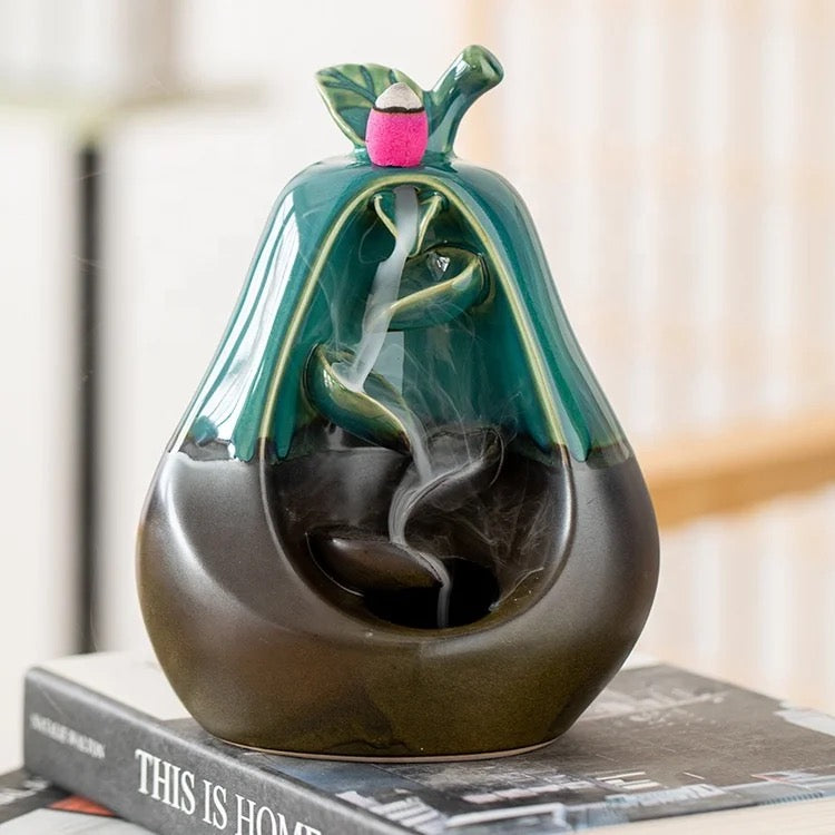 Pear Designed Back-Flow Incense Holder + 10 Free Incense Cones