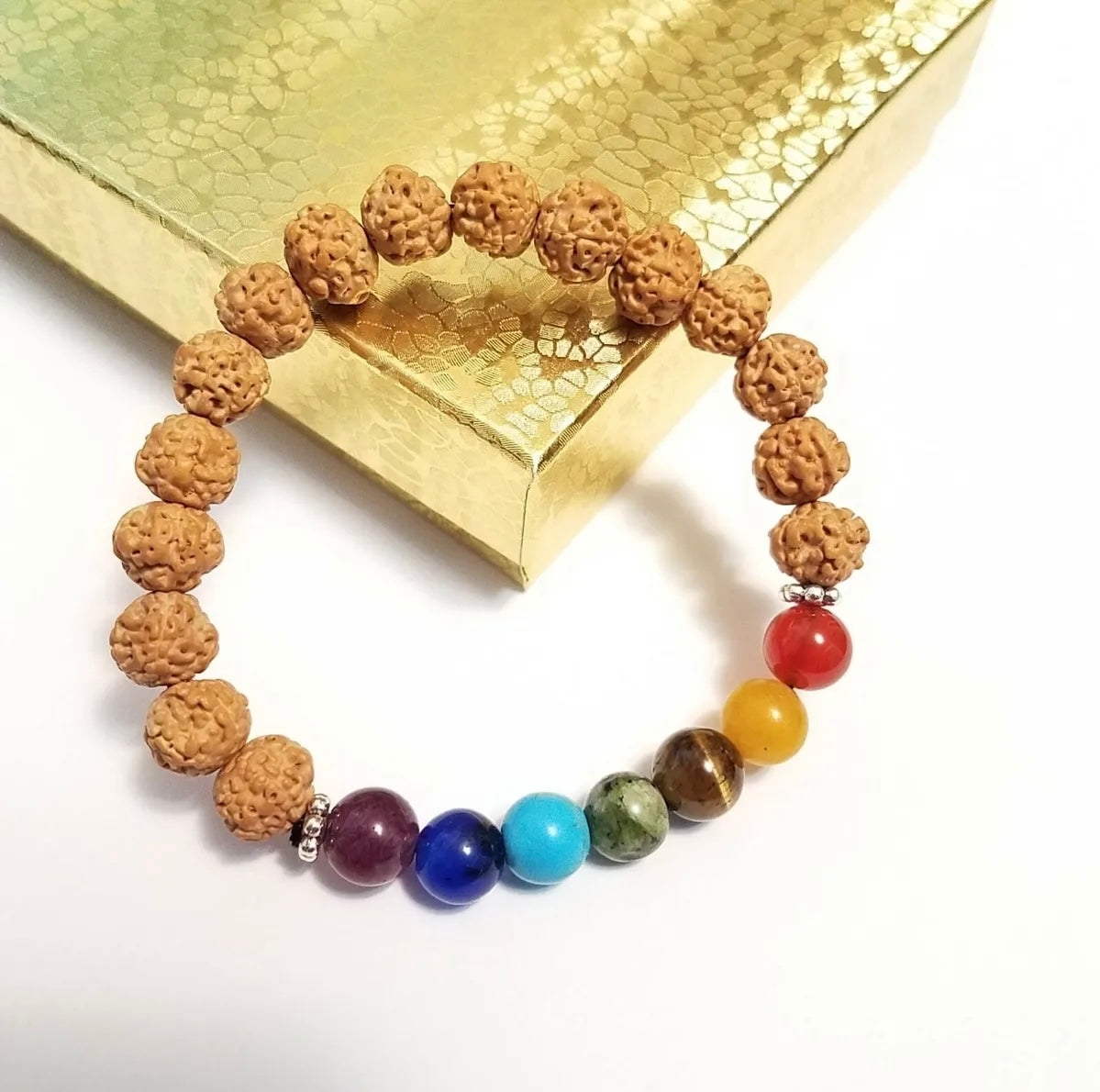 Rudraksha 7 Chakra Bracelet (8MM)