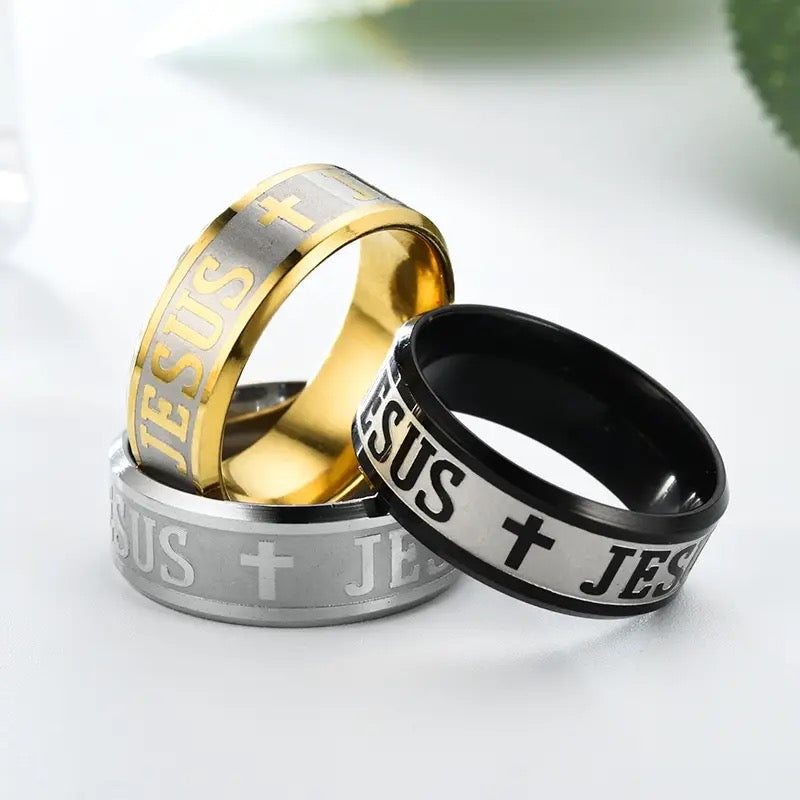 Stainless Steel “Jesus” Religious Christian Rings