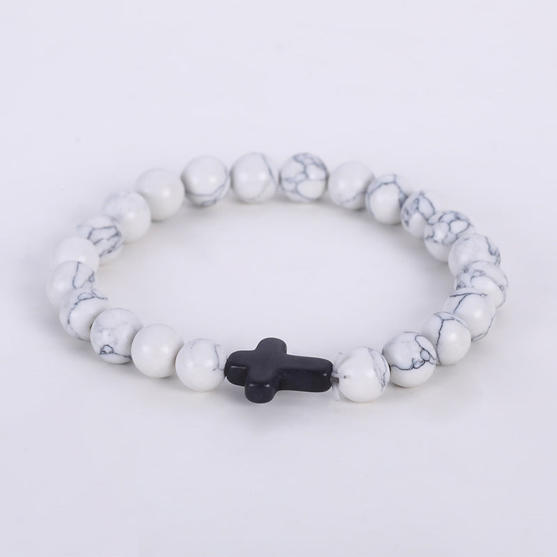 Natural Stone Cross Distance Bracelets 2pc