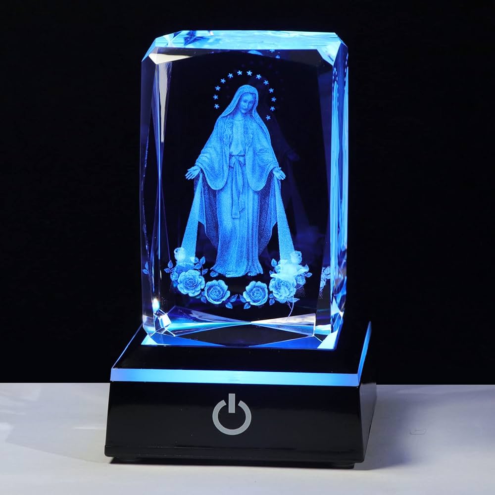 K9 Glass Crystal 3D Laser Engraved Virgin Marry Lamp