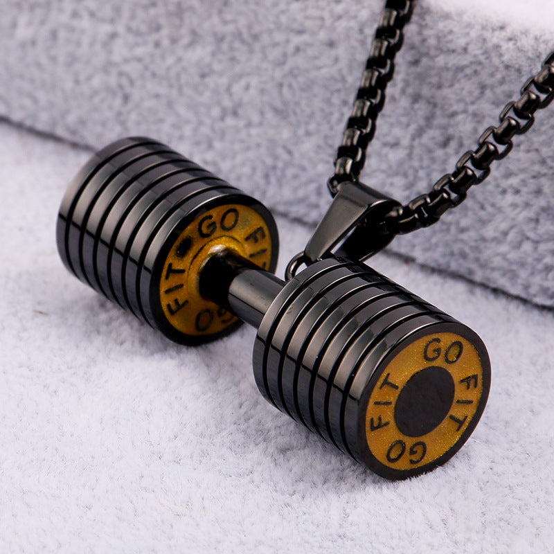 Stainless Steel Mens Dumbbell Necklace